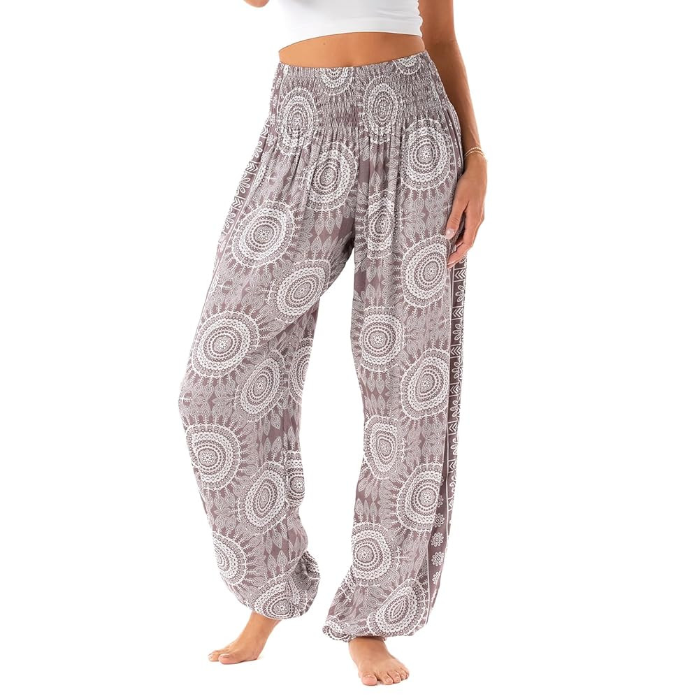 Lotus and Luna Women's Harem Pants Thai Pants for Beach & Lounge High Waisted Flowy Boho Pants Ge... | Amazon (US)