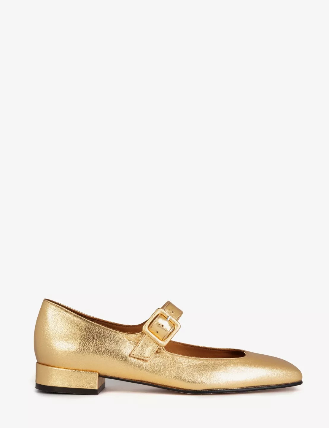Low Mary Jane Leather Shoe  - Gold | Penelope Chilvers