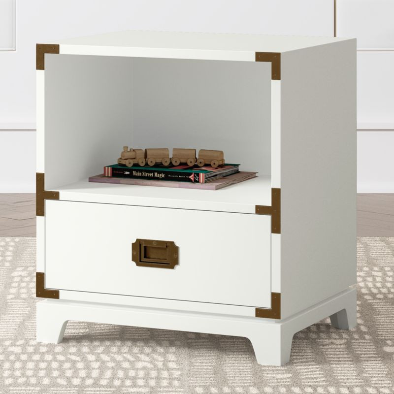 Kids White Campaign Nightstand + Reviews | Crate and Barrel | Crate & Barrel