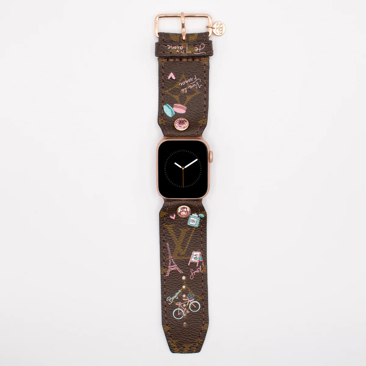 Limited Edition - Bon Voyage on Upcycled LV Monogram Watchband | Sparkl