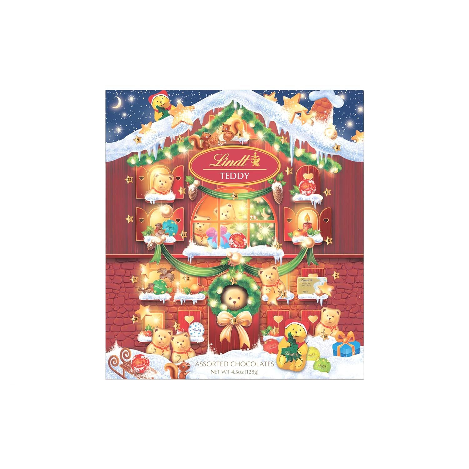 Lindt Holiday Teddy Bear Chocolate Candy Advent Calendar, Assorted Chocolates, 4.5 oz. (2023) | Amazon (US)