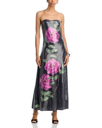 Sequin Strapless Oversized Floral Midi Dress - Exclusive | Bloomingdale's (US)