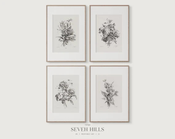 Botanical Print Set Floral Vintage Paintings Gallery Antique | Etsy | Etsy (US)