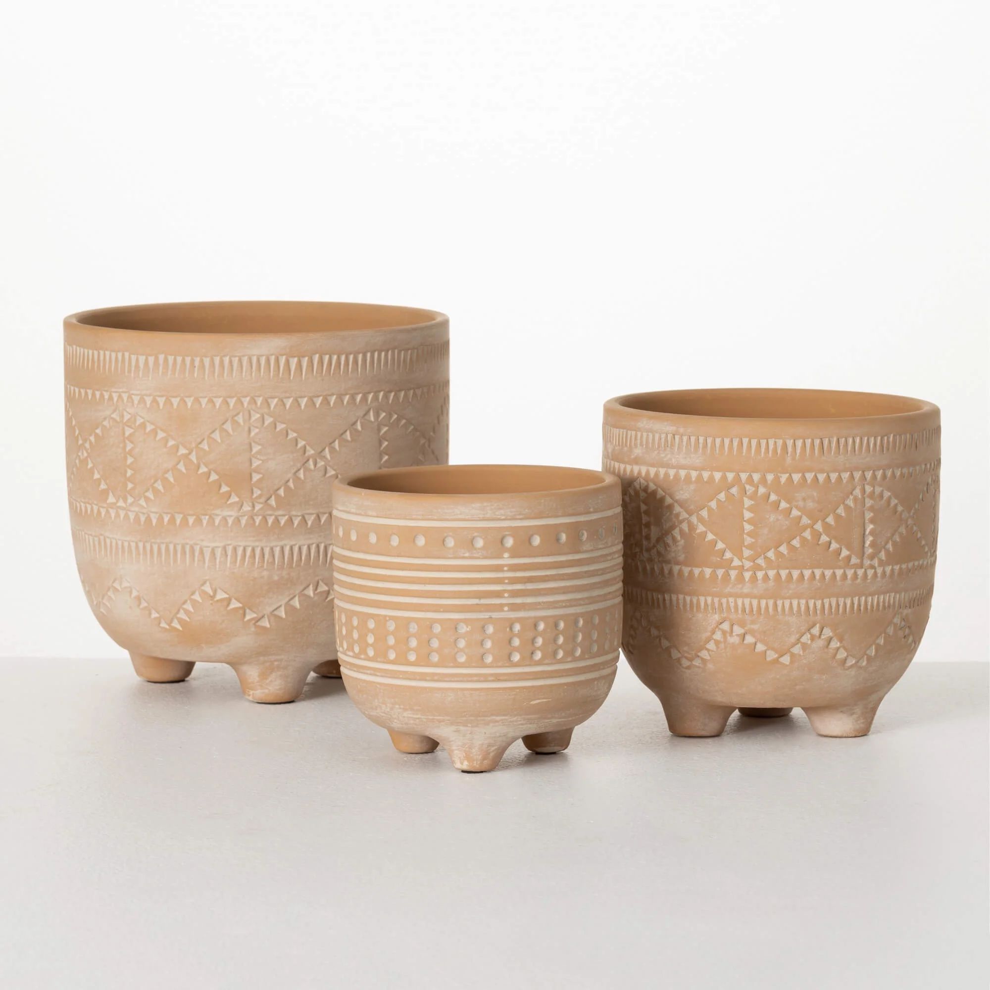 Sullivans 7.5", 6.5" & 5.25" Etched Footed Pot Set of 3, Pottery | Walmart (US)