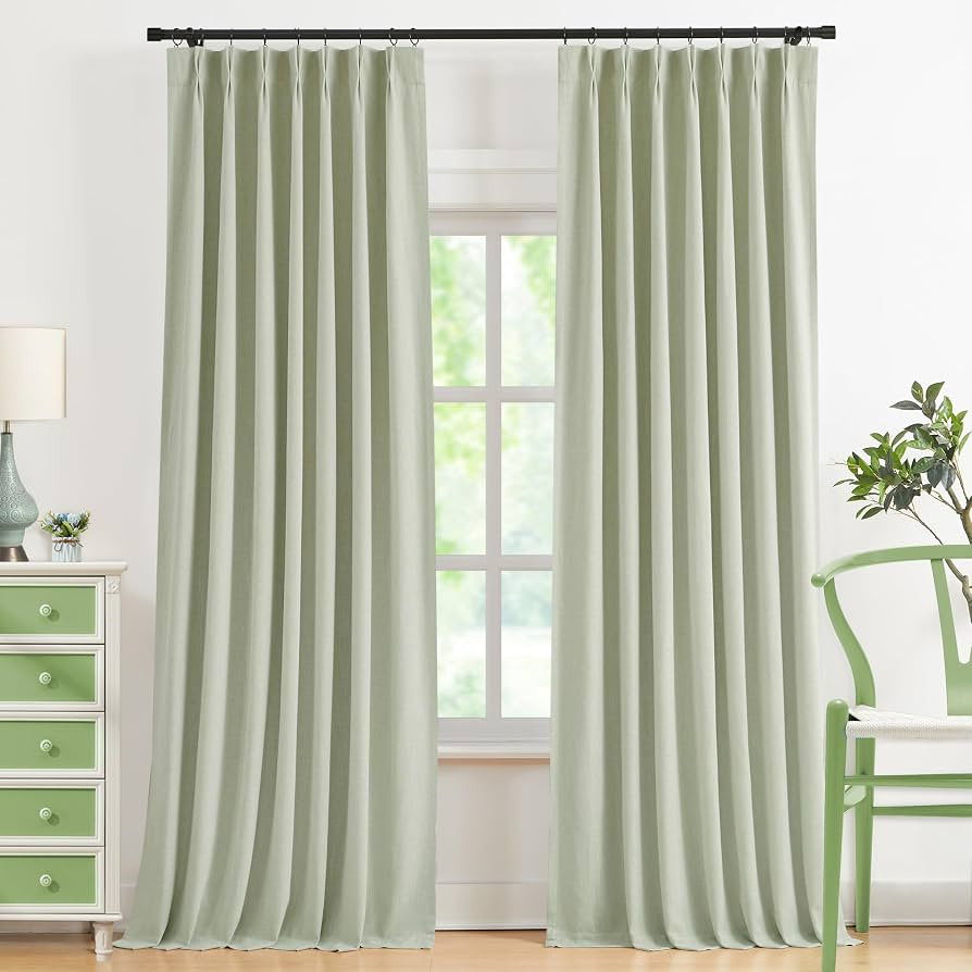 WEST LAKE 90 Inch Soft Green Pinch Pleated Full Blackout Curtain Panels | Amazon (US)