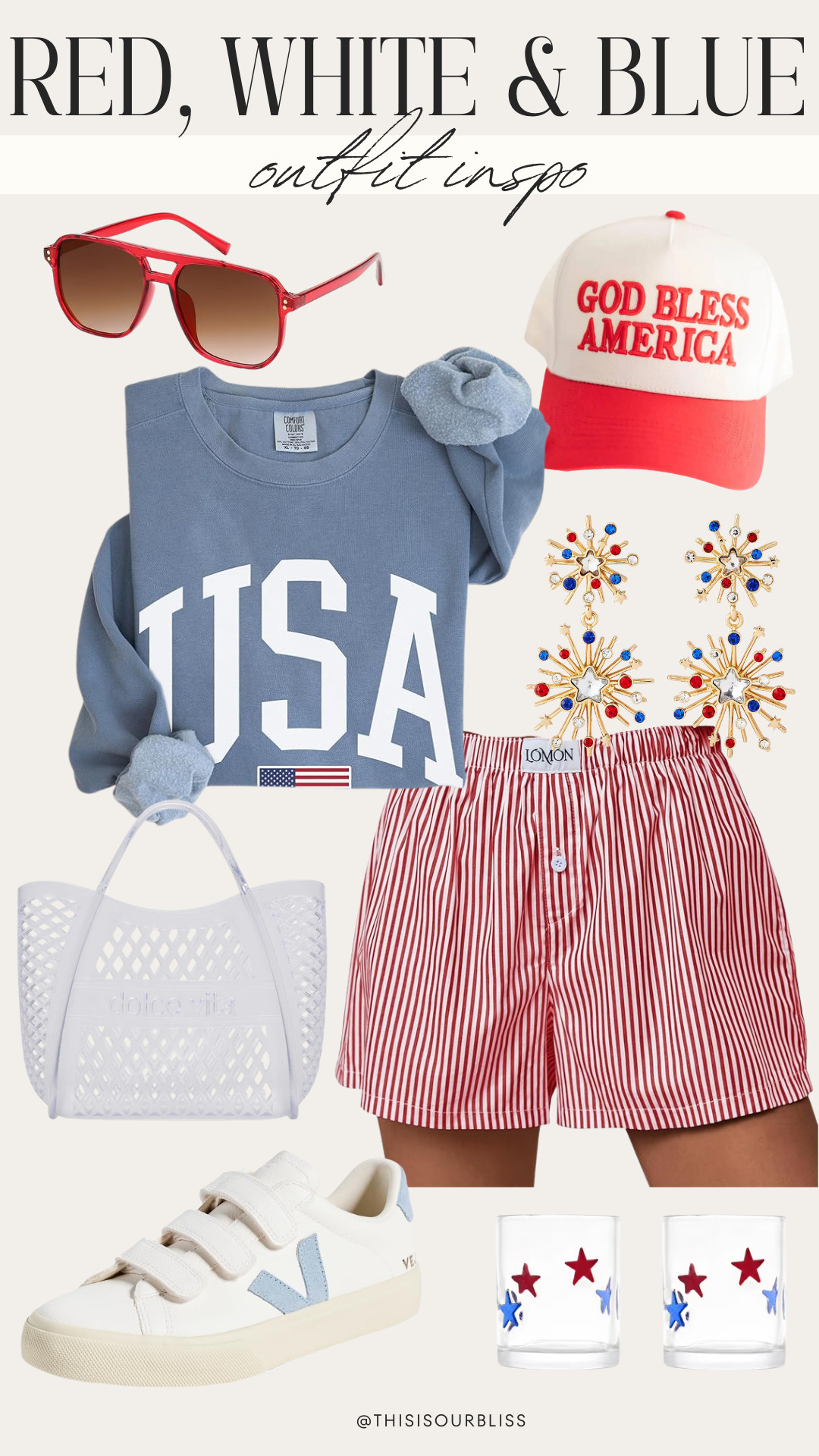 Cozy but still festive 🇺🇸❤️🤍💙 Loving this comfy Memorial Day weekend look with all the red, white & blue vibes for slow mornings, BBQ nights, and everything in between ☀️ #MemorialDayWeekend #AmazonStyle #USASweatshirt  

 #LTKootd #LTKSeasonal #LTKSaleAlert