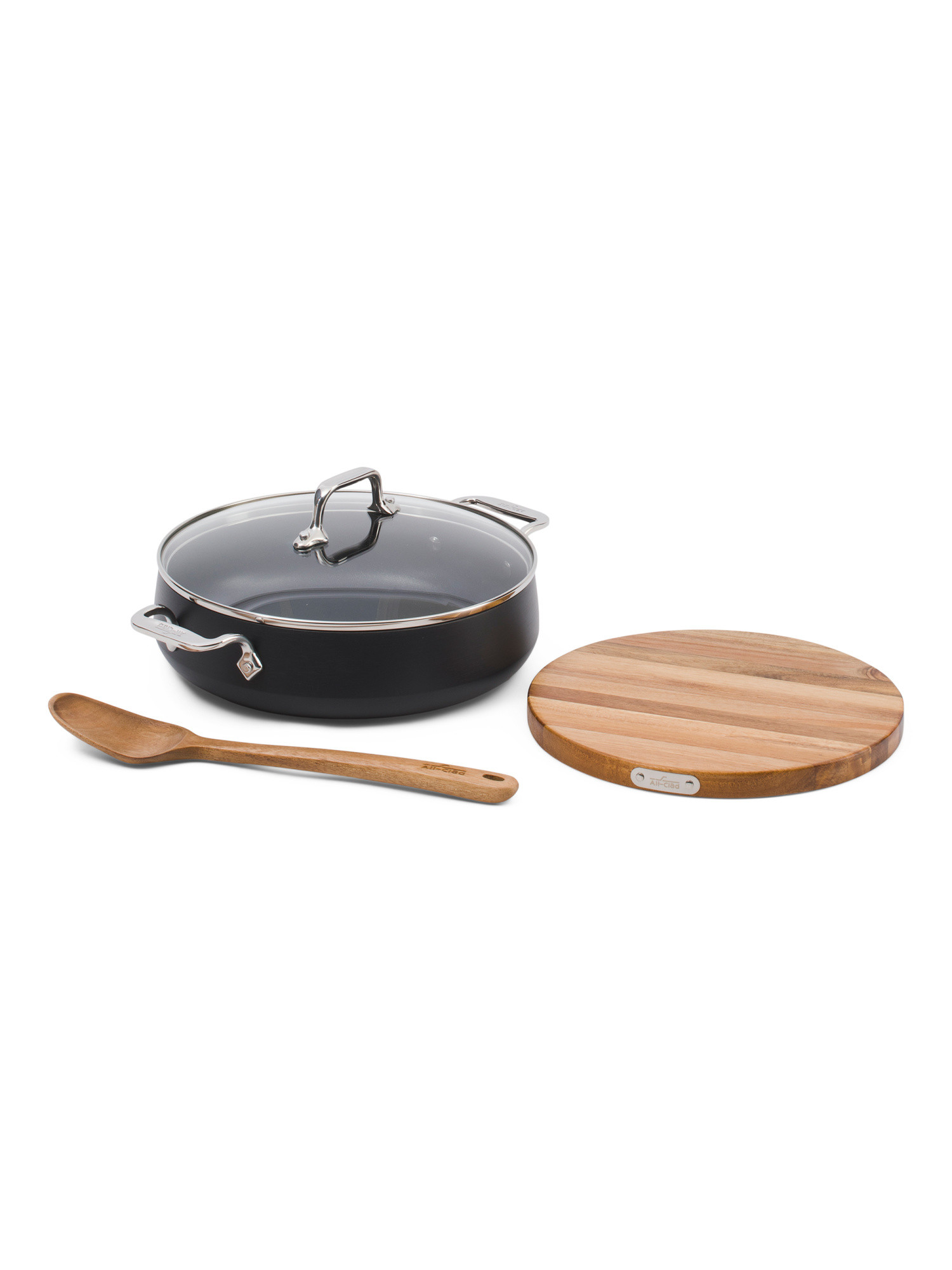 4qt Nonstick Saute Pan And Acacia Utensils Set Slightly Blemished | Luxury Gifts | Marshalls | Marshalls
