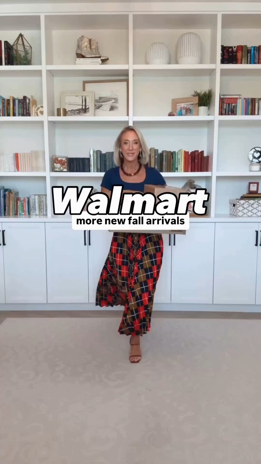 Walmart - more new fall arrivals * Pleated Argyle Maxi Skirt - size XS. $34. 3 colors. * Scoop Neck T-Shirt - size small. 30 colors. * Horsebit Drop Earrings - $9.92. 1. Faux Leather Pointed Toe Pumps - size down (only comes in full sizes). $40. * Faux Leather Satchel - $32. 2 colors. 2. High-Rise Jacquard Mini Skirt - size 0. $28. * Ruffle Neck Cotton Button Shirt - size XS. $26. 2 colors. * Tall Boots - mine are old, but I linked a few similar brands. 3. Single-Breasted Blazer w/ Ribbed Cuffs - size XS. $40. 2 colors. * White Tank - size XS. 4. Pique Knit Pleated Bubble Hem Skort - size XS. $24. 4 colors. * White Cropped T-Shirt - size XS. On sale $6. 11 colors.

#LTKSaleAlert #LTKSeasonal #LTKOver40