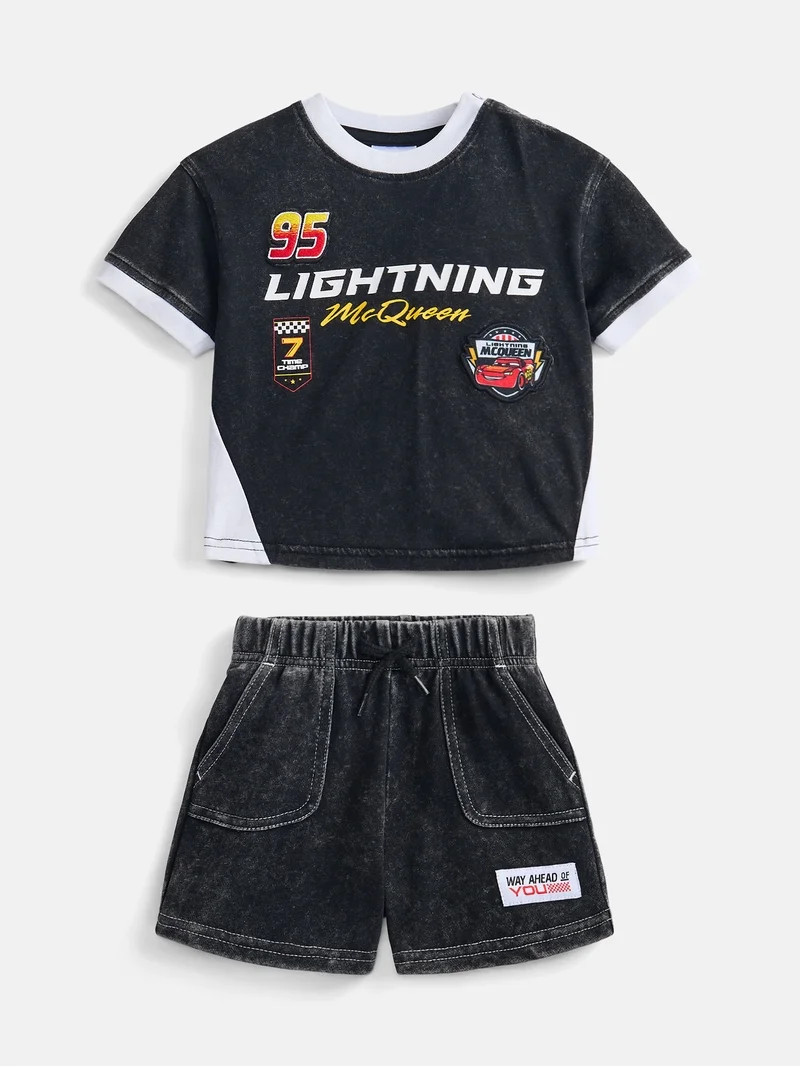 Pixar Cars Baby Boys Graphic Tee and Fleece Shorts Set, 2-Piece, Sizes 0/3M-6/9M | Walmart (US)