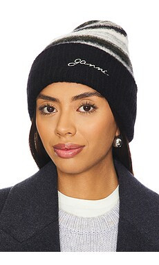 Ganni Soft Wool Beanie in Black from Revolve.com | Revolve Clothing (Global)