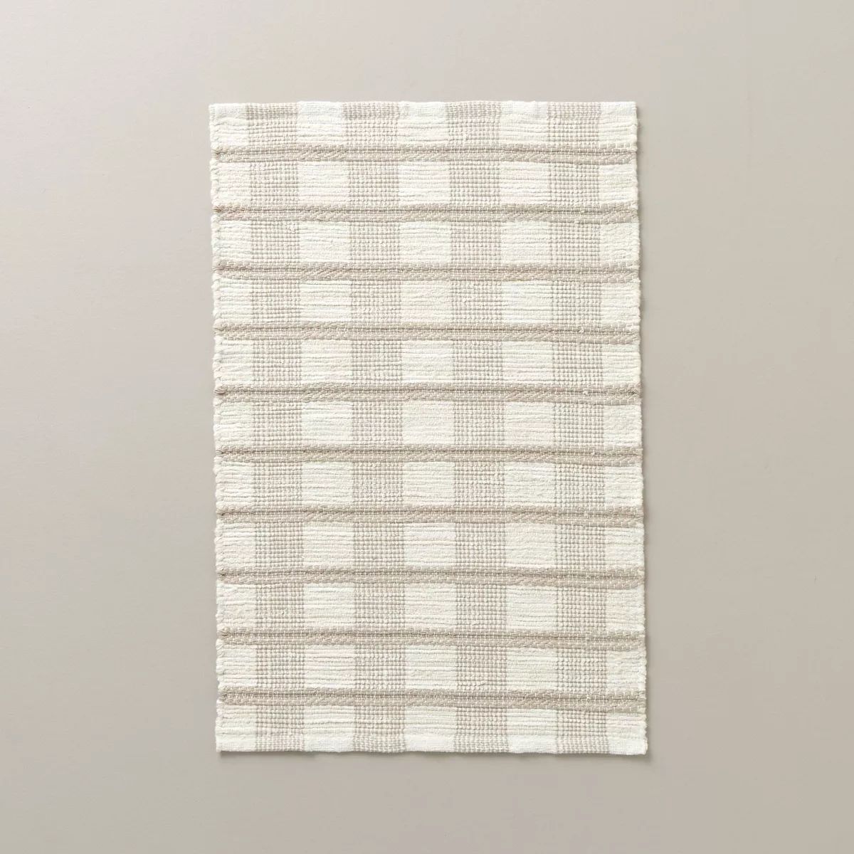 Rib Stripe Plaid Handmade Woven Area Rug Tan/Cream/Khaki - Hearth & Hand™ with Magnolia | Target