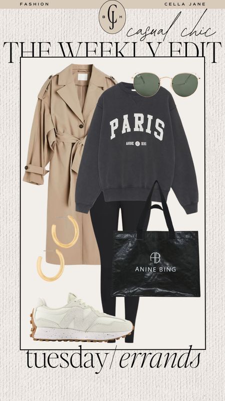 The Cella Jane weekly style edit. Casual chic. Tuesday errands. Sweatshirt, leggings, trench, tote. #styleinspiration #casualstyle

#LTKstyletip