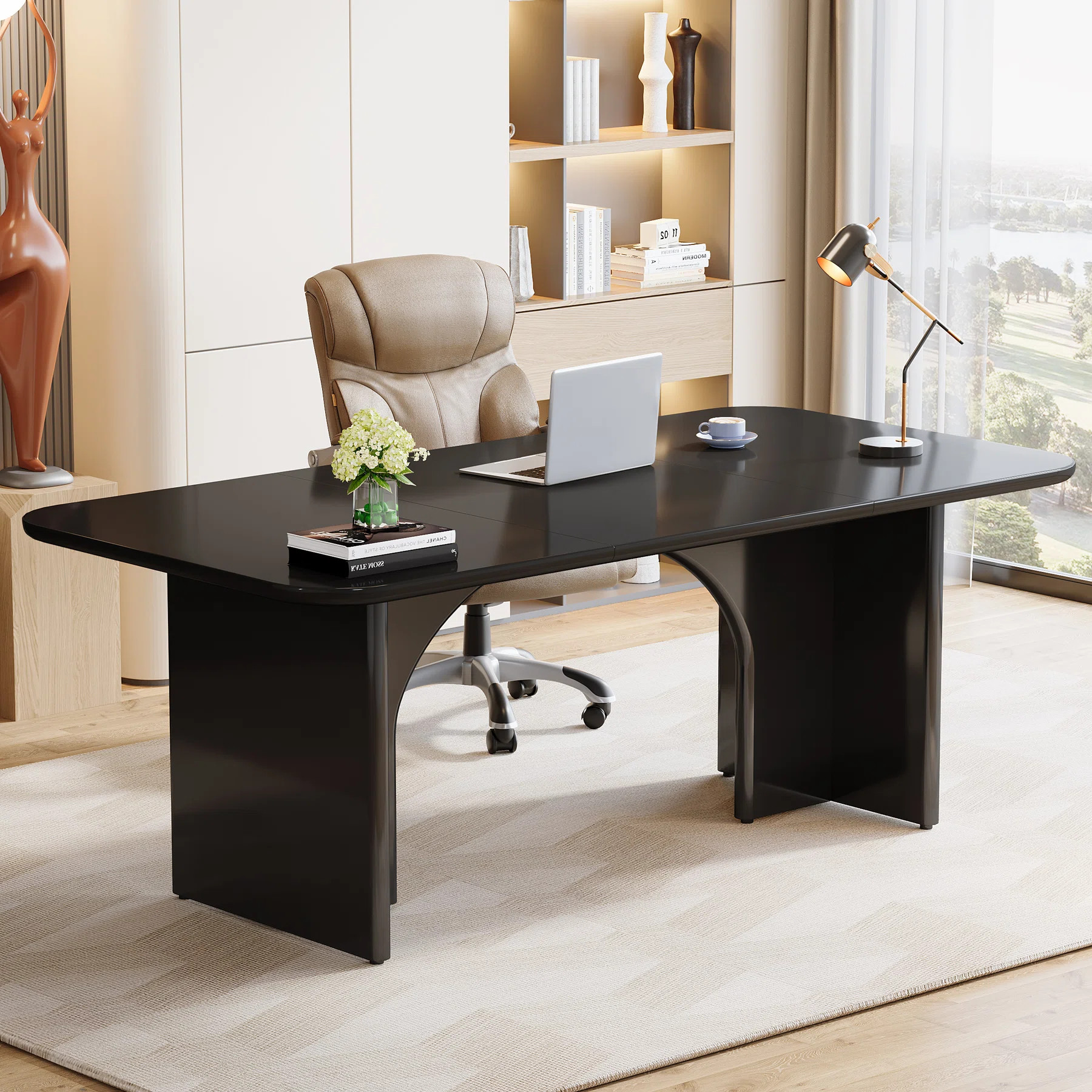 Modern Black Computer Desk, 63 x 31.5 inch Large Minimalist Executive Office Desk Study Table Wri... | Wayfair North America