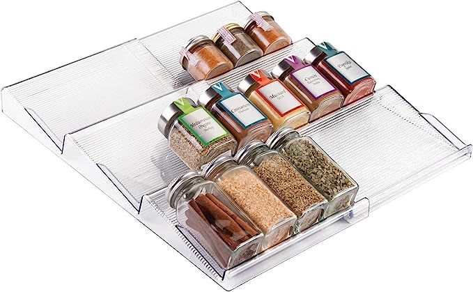 mDesign Adjustable, Expandable Plastic Spice Rack, Drawer Organizer for Kitchen Cabinet Drawers -... | Amazon (US)