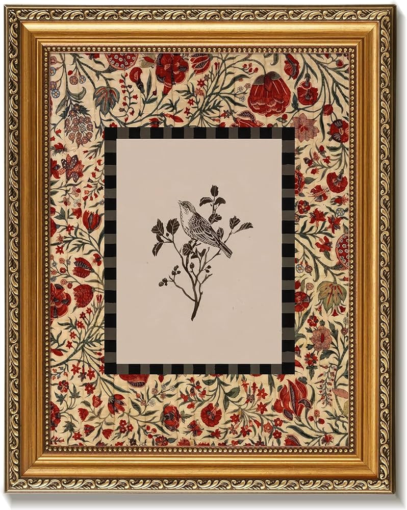 Vodefoad Vintage Botanical and Bird Print Gold Framed Wall Art Vintage Detachable Gold Framed Cot... | Amazon (US)