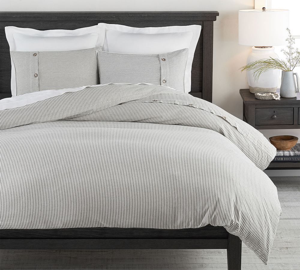 Gray Wheaton Striped Linen/Cotton Duvet Cover, King/Cal. King | Pottery Barn (US)