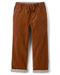 Boys Corduroy Pull On Roll Cuff Pants - Little Essentials - Brown | Gymboree