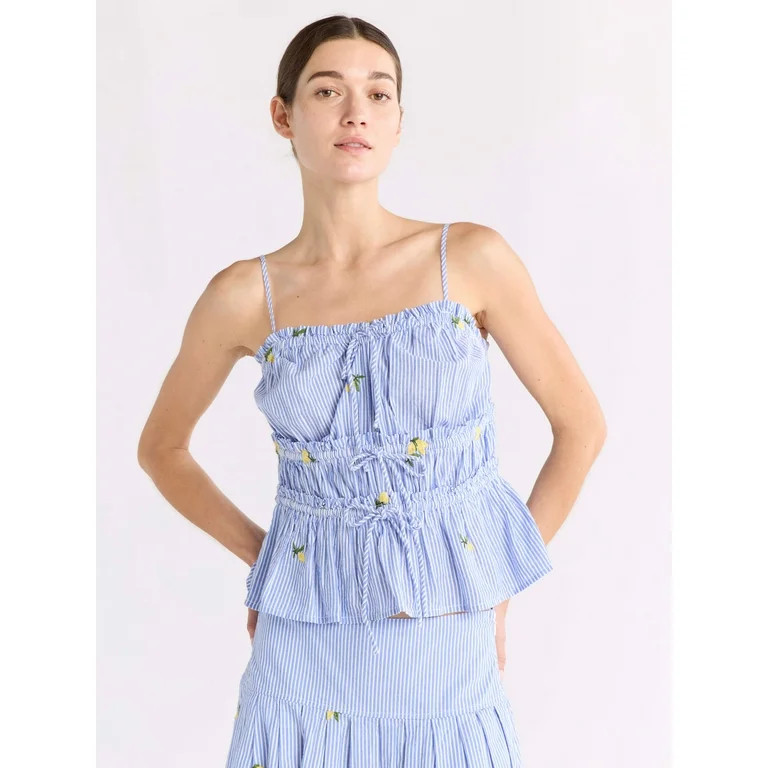 Free Assembly Women's Tiered Ruffle Cotton Sleeveless Top, Sizes XS-XXL | Walmart (US)