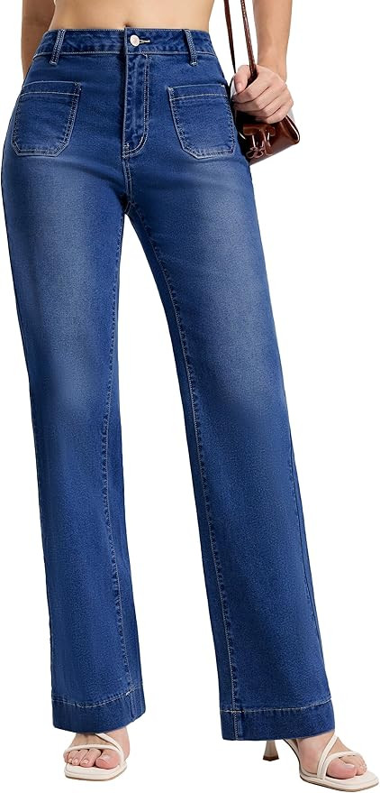 SEVEGO Tall Women's 34"/36"/38" Inseam Wide Leg Jeans High Waisted Stretchy Straight Loose Trendy... | Amazon (US)