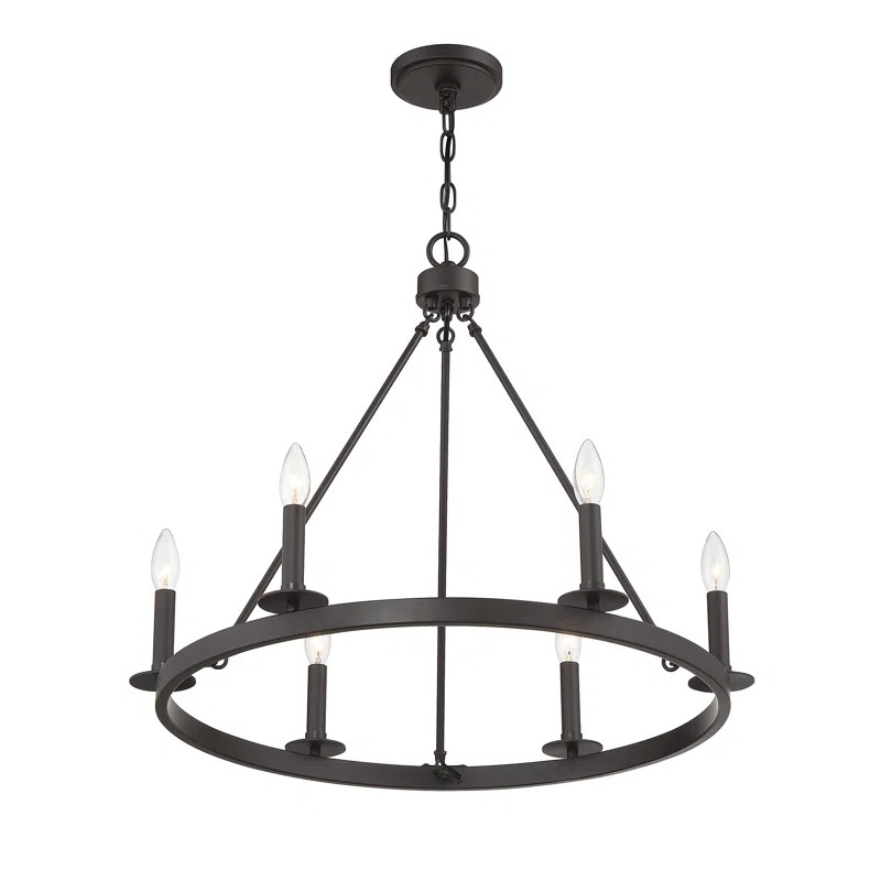 Lowrie 6 - Light Candle Style Wagon Wheel Chandelier | Wayfair North America