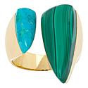 Rarities Malachite and Composite Turquoise Gold-Plated Open Space Ring - Gold - Size 8 | HSN