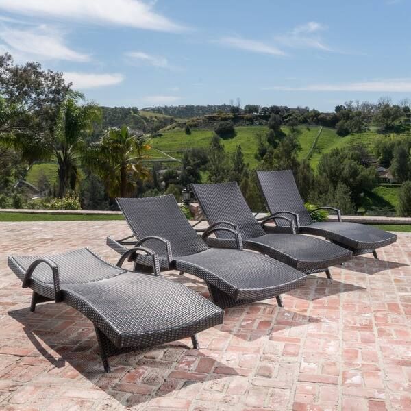 Toscana Outdoor Wicker Chaise Lounges (Set of 4) - Grey | Bed Bath & Beyond