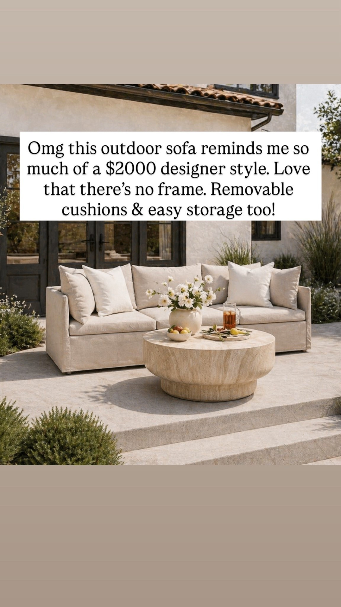 Omg this outdoor sofa reminds me so much of a $2000 designer style. Love that there’s no frame. Removable cushions & easy storage too!

#LTKSaleAlert #LTKSeasonal #LTKHome