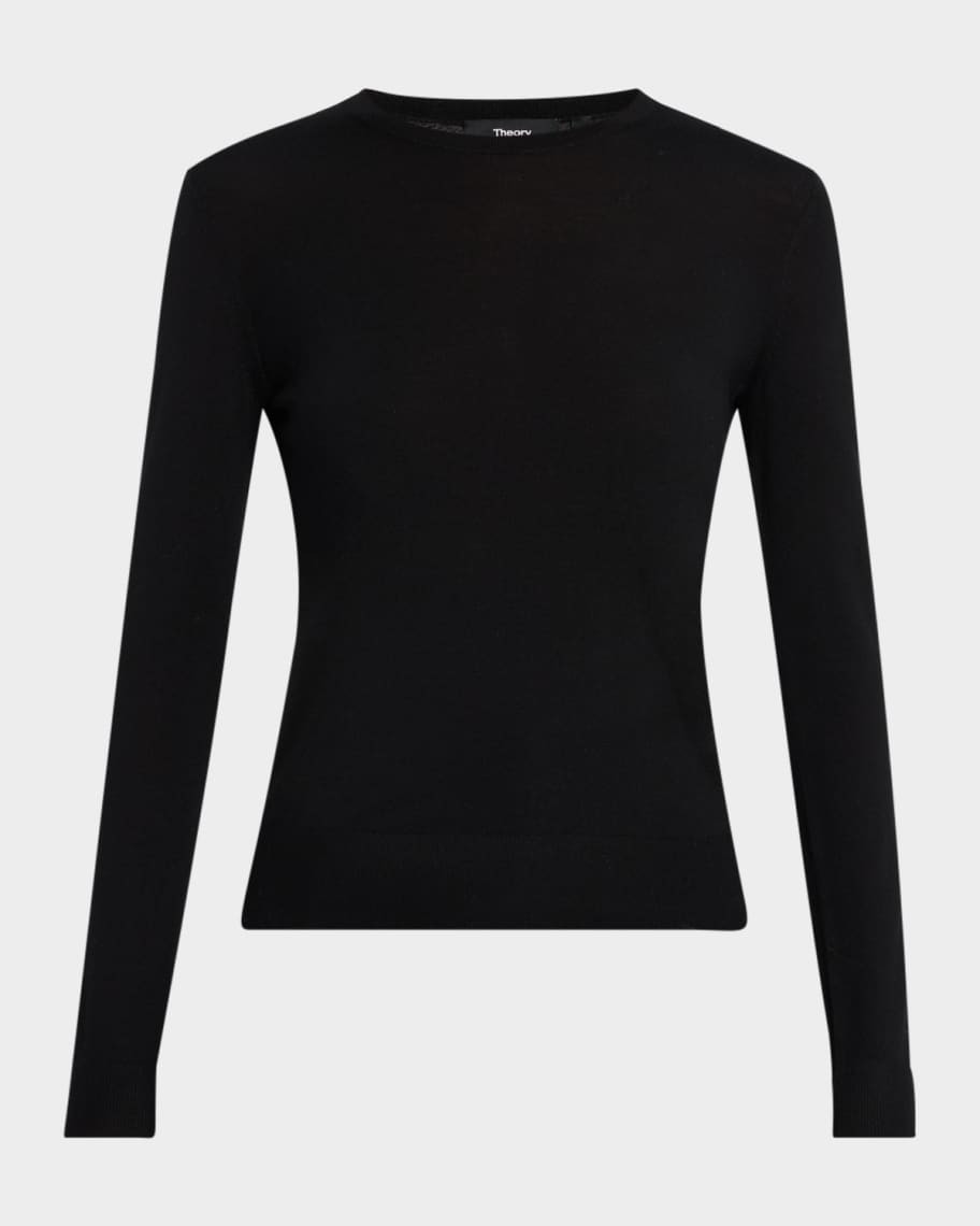 Theory Regal Merino Wool Knit Crewneck Top | Neiman Marcus