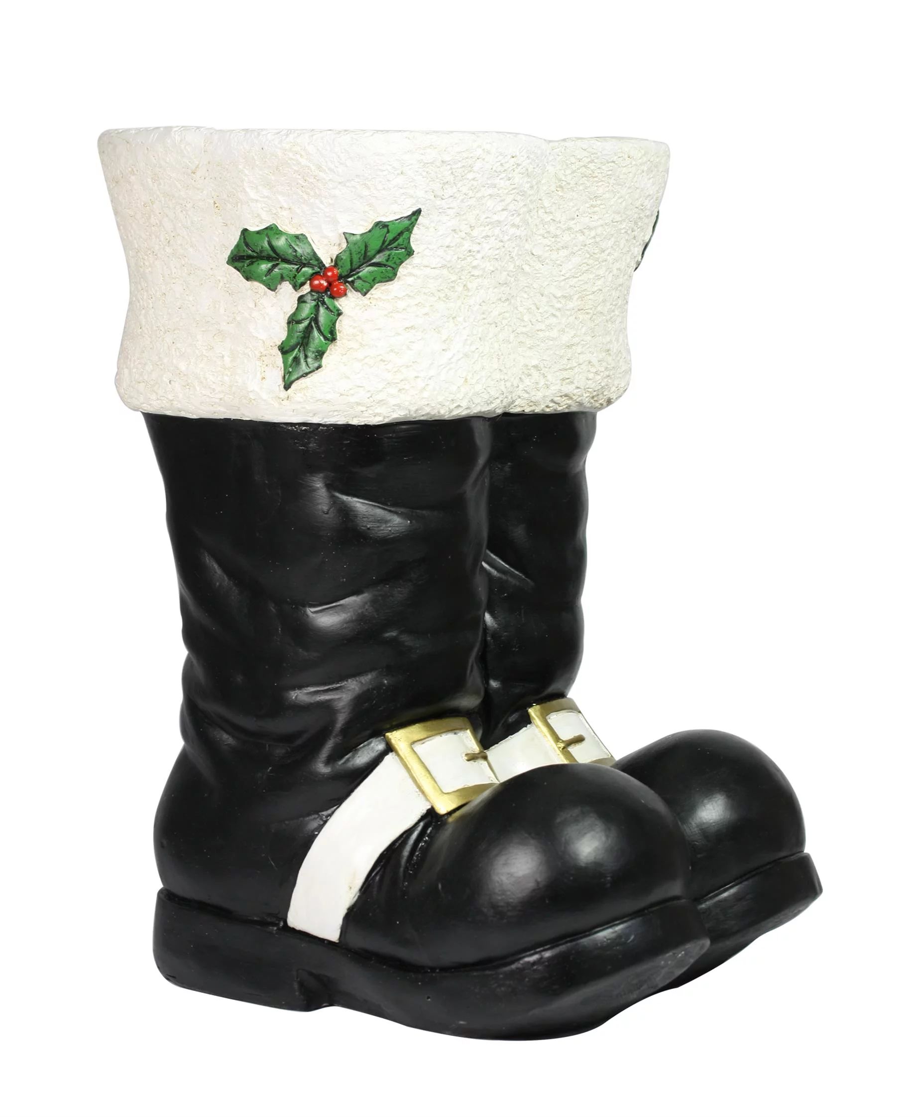 Holiday Time Santa Boot Outdoor Christmas Decoration, Black, 16" | Walmart (US)