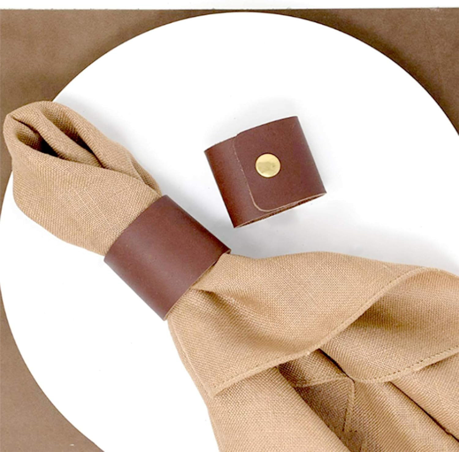 Rustic Napkin Rings Set of 6, Leather Napkin Ring Holders, Fall Holders Rings Handmade Serviette ... | Amazon (US)