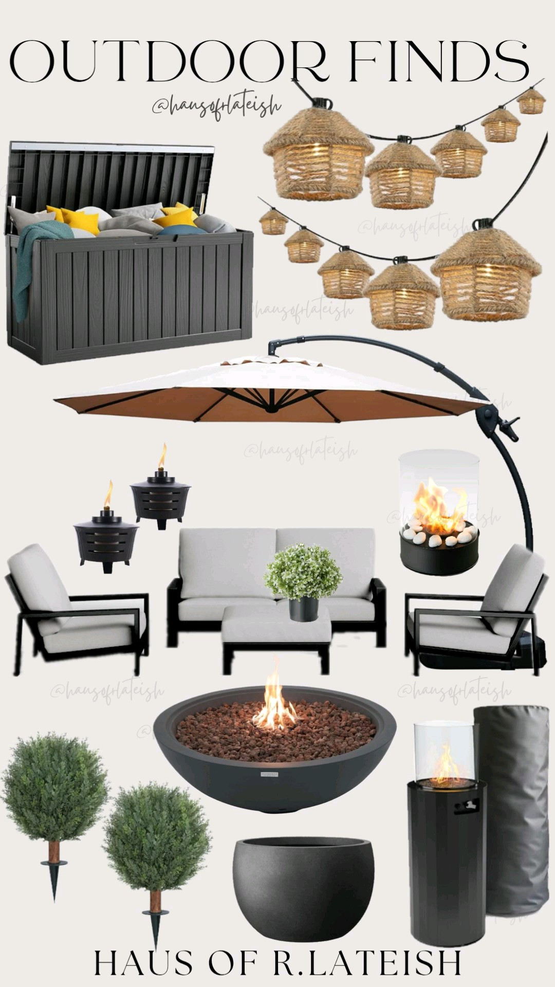 Here's a few of my favourite outdoor finds. I love aesthetic LED outdoor string lights and these woven tiki lights are so cute! They're waterproof, shatterproof, and instantly create a warm, inviting ambience! Cozy seating, beautiful weather proof faux plants, beautiful modern planters, a stunning umbrella for those sunny days where you need a little shade, heaters for those chilli night where you still want to be cuddled up outside, because I love spending nights under the stars. And of course outdoor storage is a must. cozy patio, outdoor lighting, amazon outdoor patio, outdoor heating, patio lighting, string lights, cozy backyard decor 

#LTKHome #LTKSaleAlert