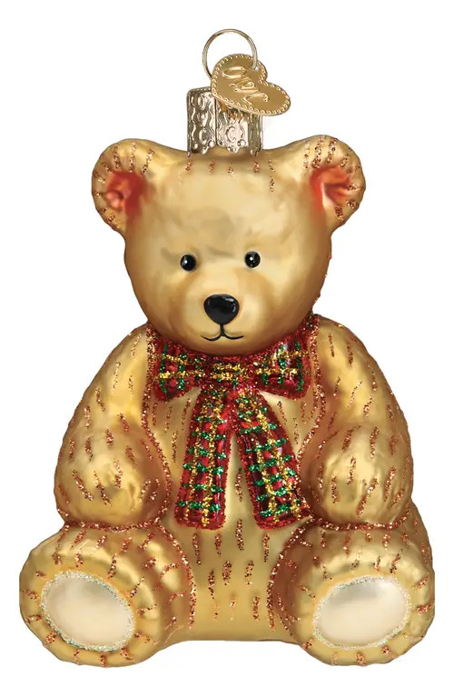 Old World Christmas Teddy Bear Glass Ornament in Gold at Nordstrom | Nordstrom