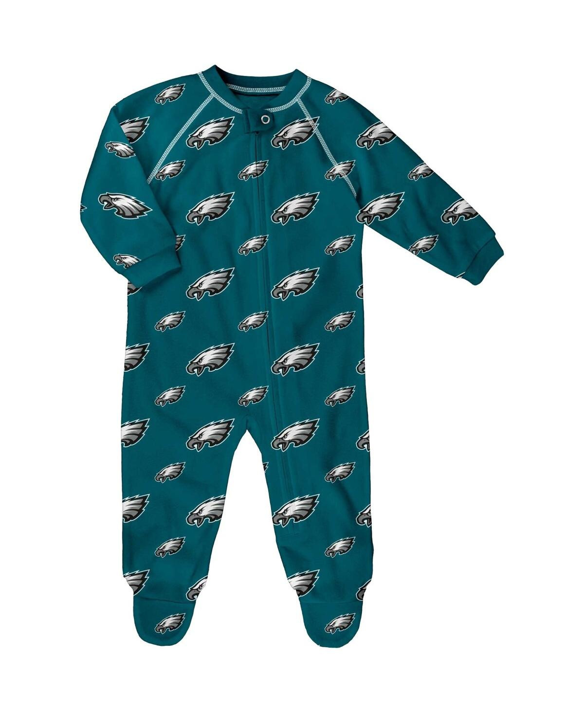 Outerstuff Baby Boys and Girls Green Philadelphia Eagles Allover Print Raglan Full-Zip Sleeper - Green | Macy's