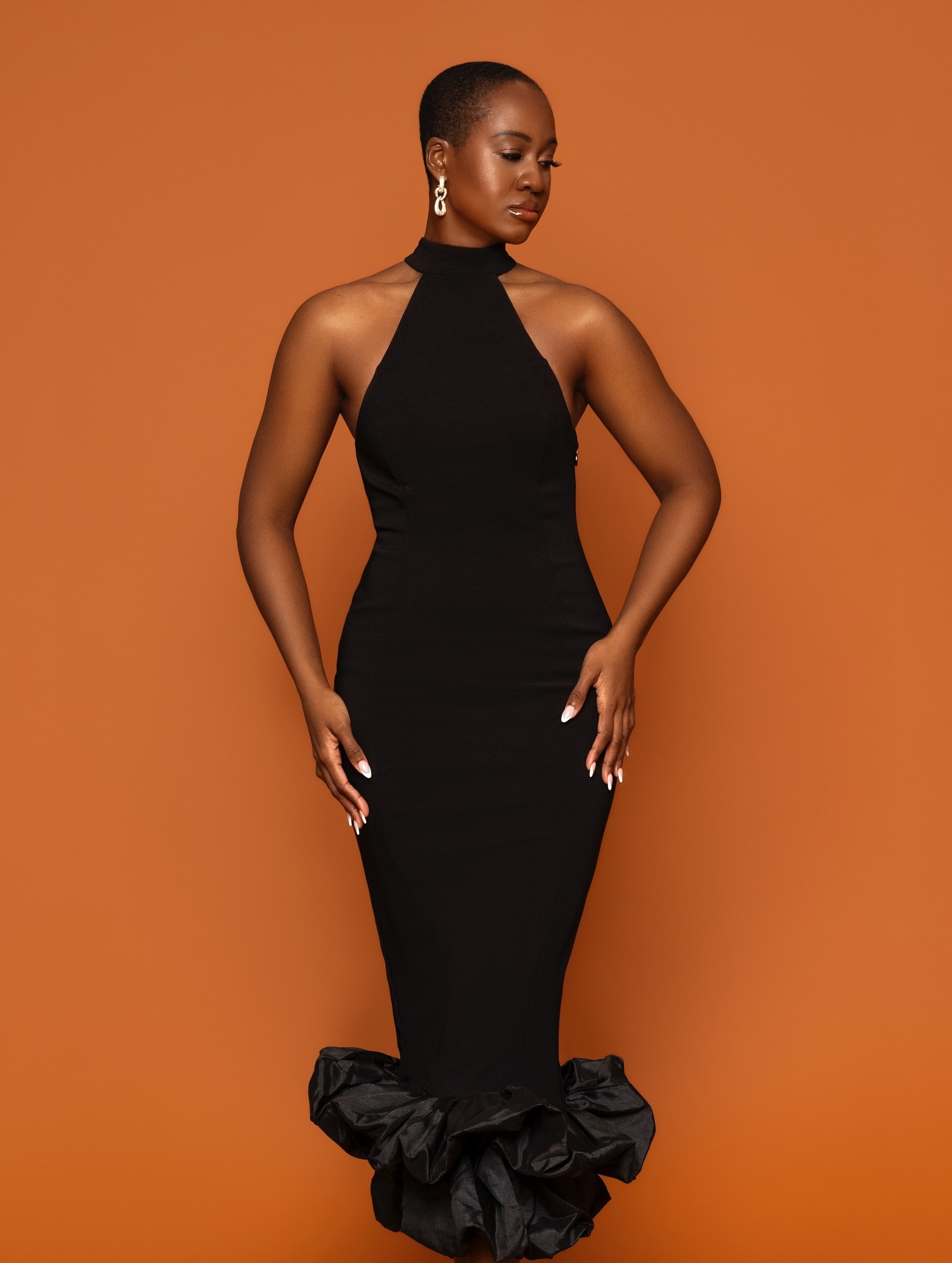  House of CB Juniper Halter Neck Black Peplum Midi Dress #houseofcb 