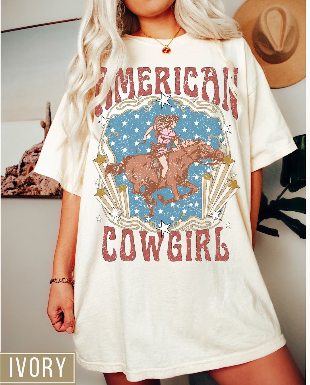 Retro Rodeo American Cowgirl Comfort Colors Graphic Tshirt, Country Western Shirt, Western Graphi... | Etsy (US)