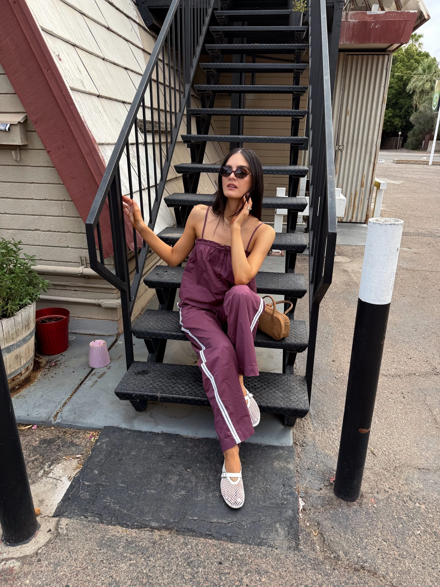 Two piece maroon track set WeWoreWhat fall summer outfit 

#LTKTravel #LTKFindsUnder100 #LTKActive