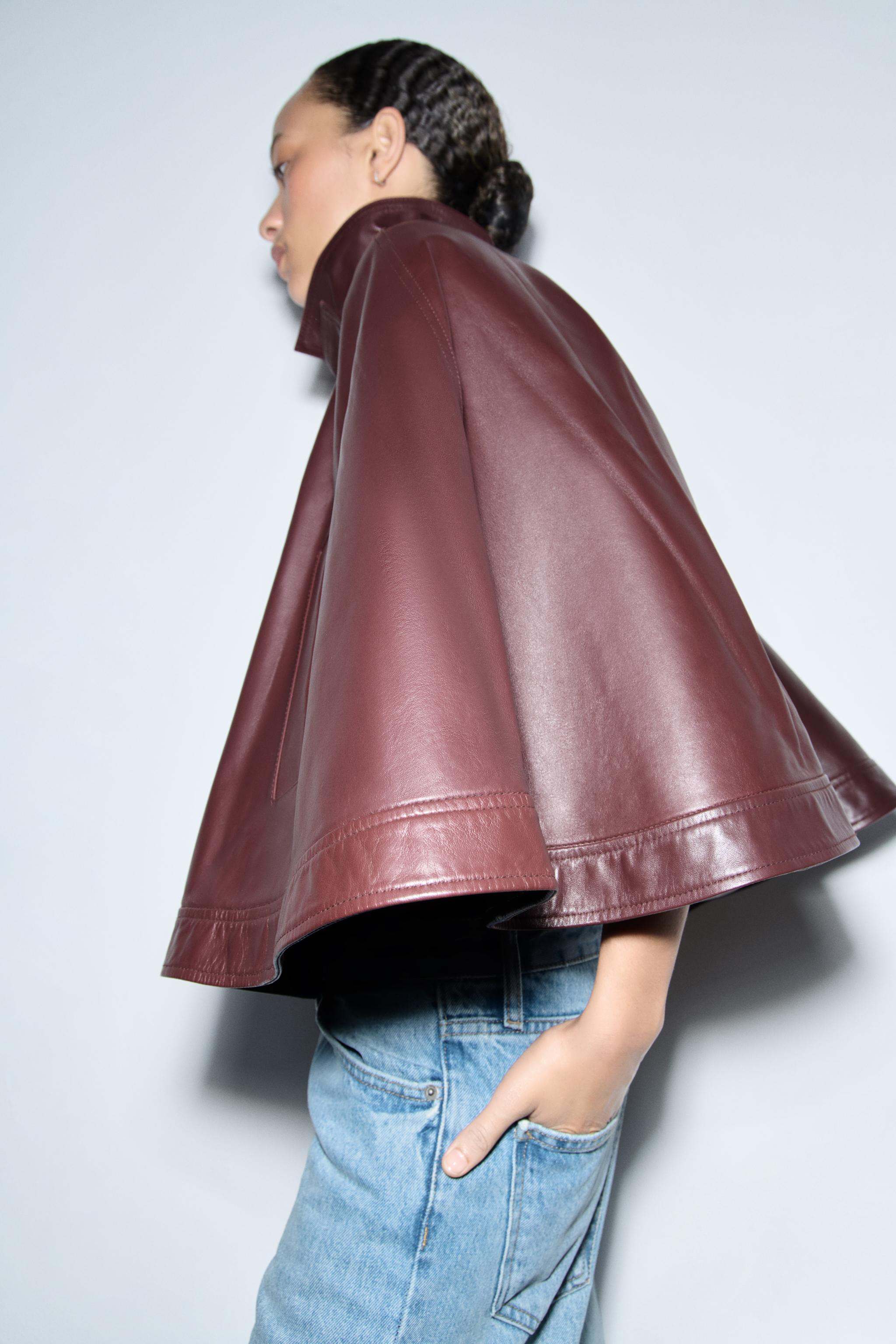 ZW COLLECTION LIMITED EDITION 100% LEATHER CAPE | Zara US