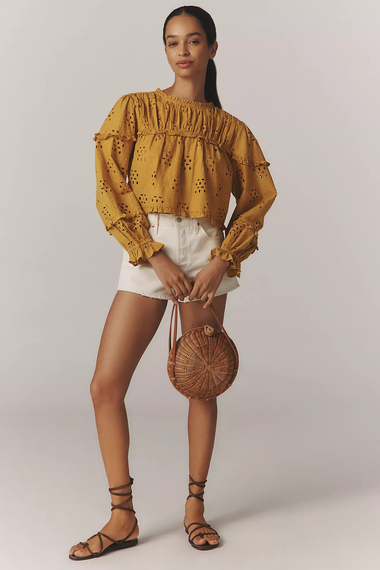Mille Thea Eyelet Long-Sleeve Top | Anthropologie (US)