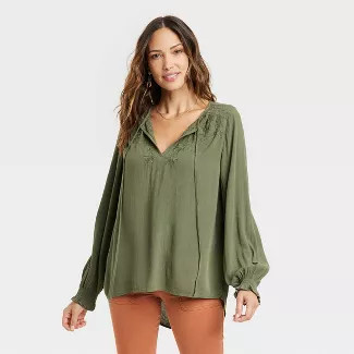 Women's Long Sleeve Embroidered Top - Knox Rose™ | Target