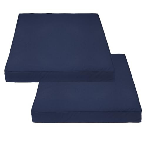 Covers & All Square Outdoor Cushion Covers for Patio Furniture Sets, Water, Tear & UV Resistant Polyester Cushion Slipcover with Zippers (Pack of 2) (16" W x 16" D x 4" Thick, Navy Blue) | Amazon (US)