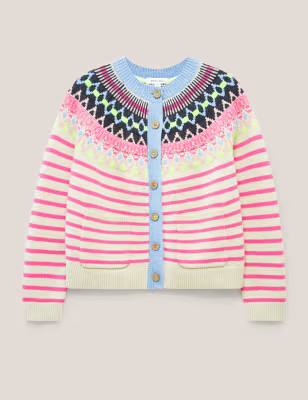 Wool-Rich Fair Isle Crew Neck Cardigan | Marks & Spencer (UK)