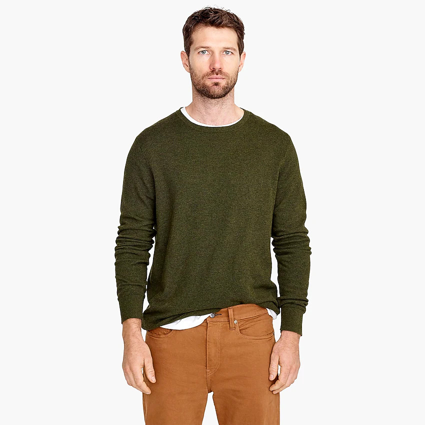 Cotton-cashmere piqué crewneck sweater | J. Crew US