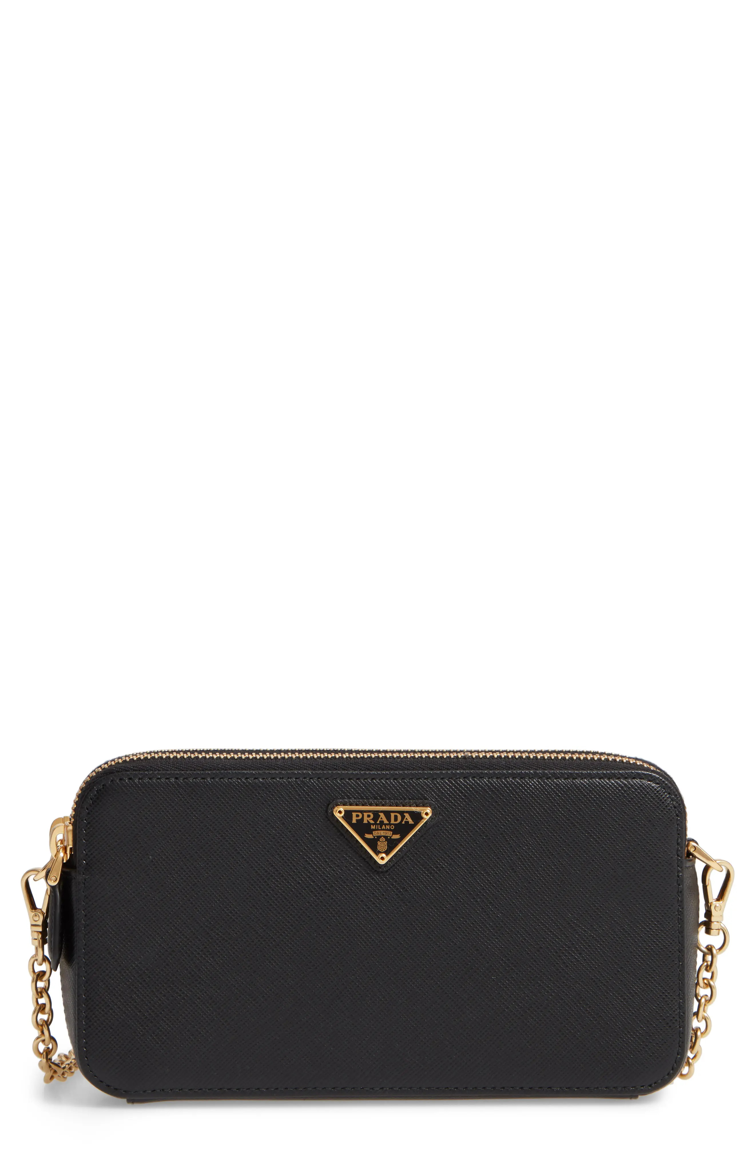 Small Double Compartment Zip Saffiano Leather Crossbody Bag | Nordstrom