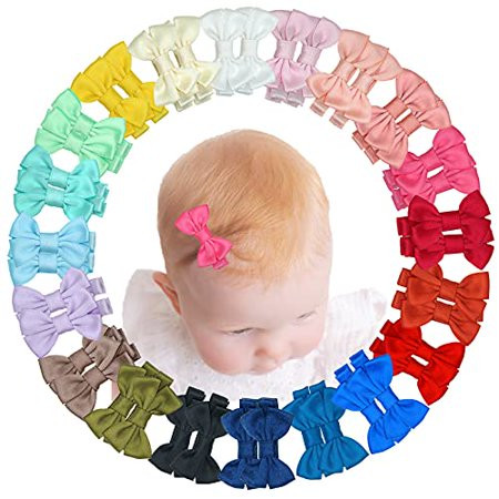 Yxiang 40PCS/20 Pairs Baby Bow Clips 2 Inches Cotton Hair Bows Barrettes Small Boutique Hair Clips F | Walmart (US)
