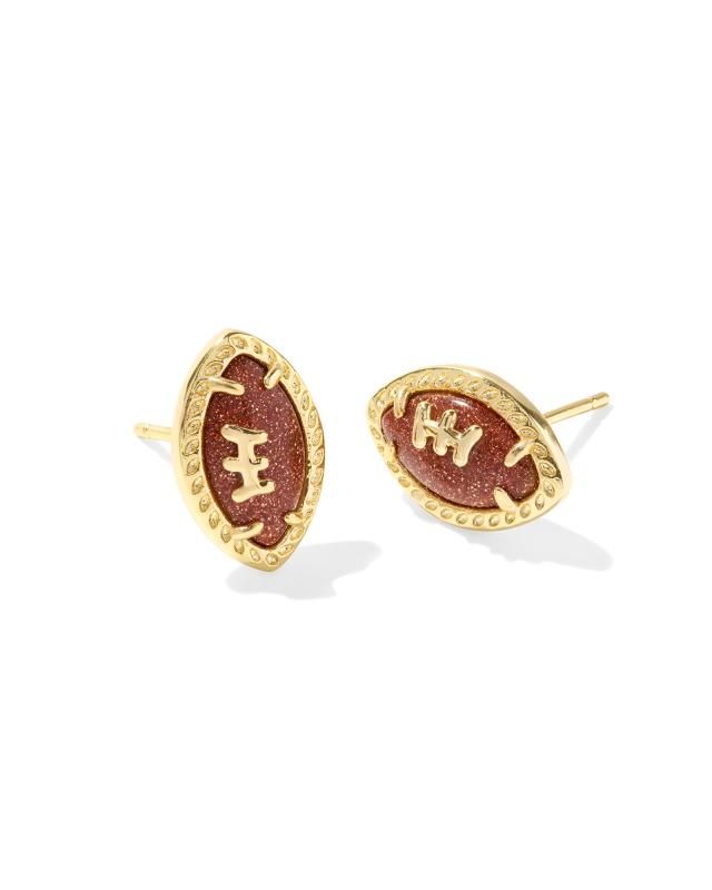 Football Gold Stud Earrings in Orange Goldstone | Kendra Scott