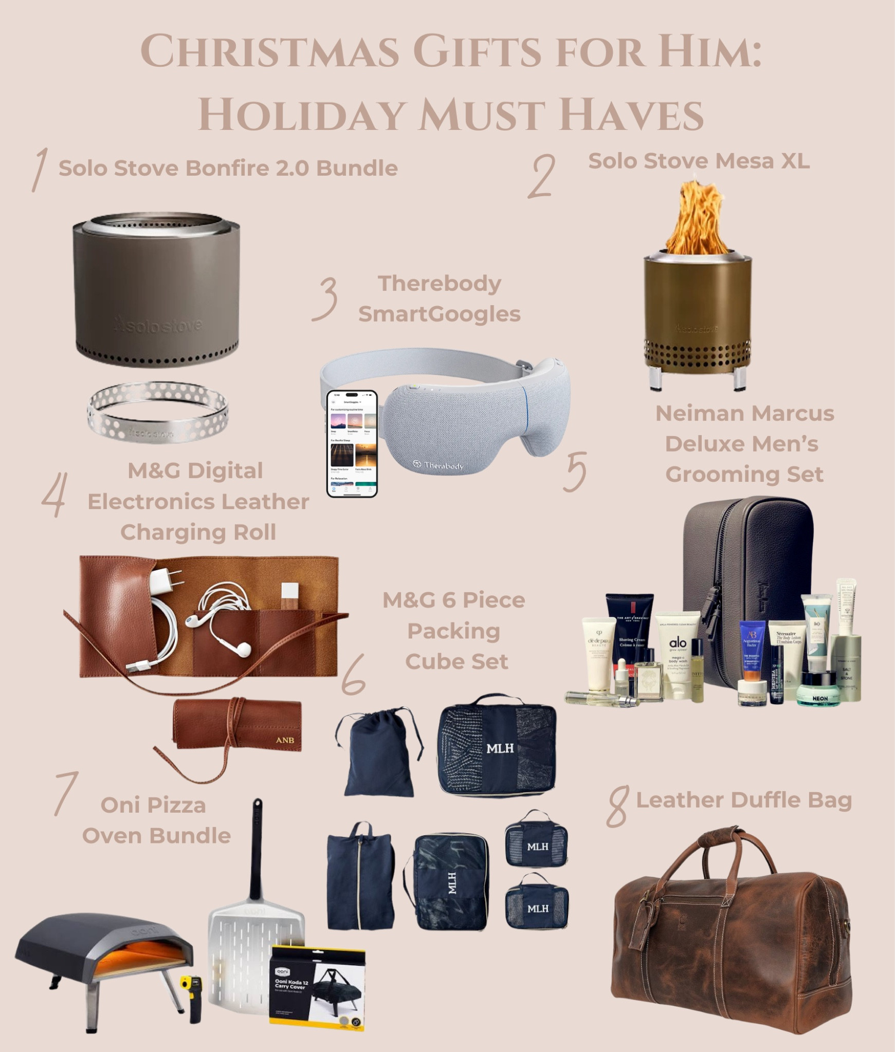 The Perfect Christmas Gifts for Him!

Everything you need for the guy that has it all! From the outdoorsy guy, to the techie guy, to the travel guy and even the luxe guy, it’s all here in one list! So sit back and start clicking to order NOW!

-A full Size and Mini Solo Stove
-A Therabody SmartGoggle Mask
-A Luxe Leather Electronic Cord Travel Wrap that can be customized
-A 6-Piece Set of Packing Cubes that are also customizable
-A Deluxe Men’s Grooming Kit
-An Oni Outdoor Pizza Oven Bundle with accessories
-A Leather Duffle Bag

With these gifts, he will be ready to take on any situation! So get shopping! PS - My husband owns and LOVES all of these items!


#LTKMens #LTKHoliday #LTKGiftGuide