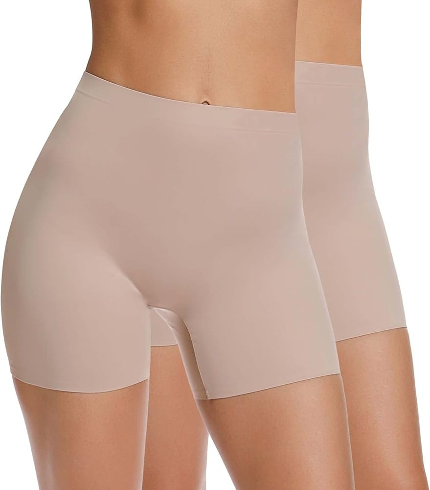 WOWENY Anti Chafing Slip Shorts for Under Dresses Underwear for Women Thigh Bands | Amazon (US)
