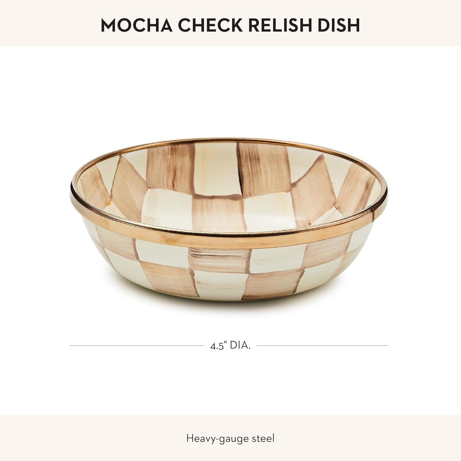 MACKENZIE-CHILDS Enamel Relish Dish, Small Serving Bowl for Entertaining, Brown-and-White Mocha C... | Amazon (US)