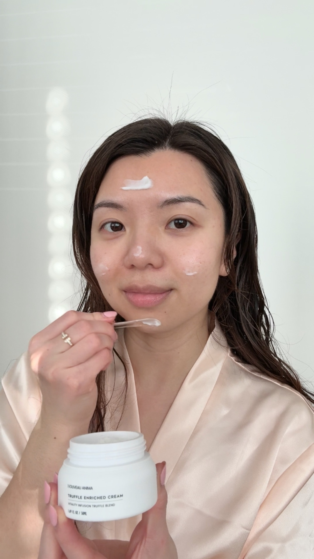 4 hours later and my skin is dewy and my complexion is more even, without heaviness✨The morning after, my skin is brighter☺️ This skin line features white truffle extract for its naturally rich antioxidant and dark spot reduction🧖🏼‍♀️

I have combination skin which means certain areas of my face are oily (T zone, chin) and dry/normal (cheeks), but I can see this helping with inflammation in sensitive skin as well💥 For drier skin, you might need an extra layer of moisturizer🧴 

💭Have you tried truffle or mushroom skincare?
🔗This line is not on LTK but is available at their site: nouveauanima.com

New Korean skincare, skincare review, truffle skincare, white truffle benefits, calming skincare, combination and sensitive skincare
#prettyskin #kbeauty #skincareregimen #skingoals #skinblogger
