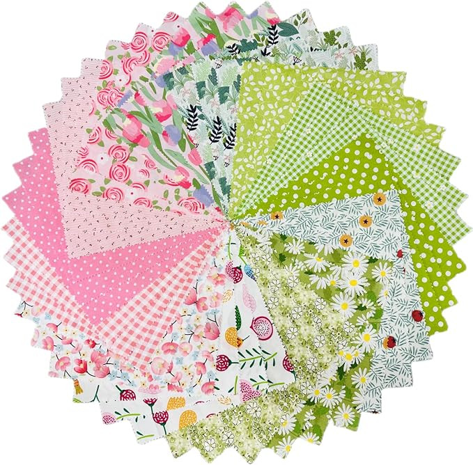 Spring Floral Squares 10x10, Layer Cake Fabric for Quilting - 10 inch Precuts (42 Pcs) - Green, P... | Amazon (US)